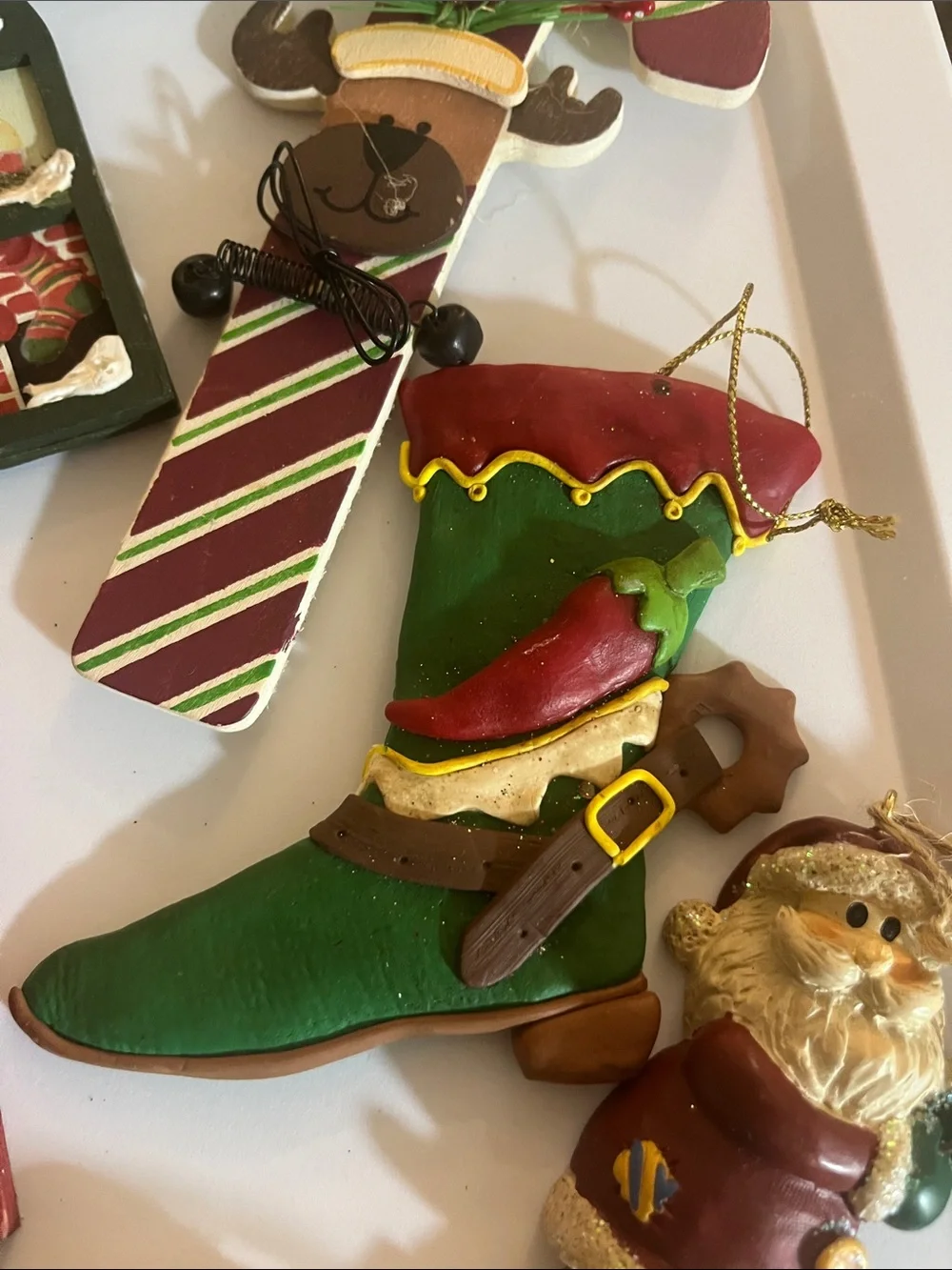10 pc Rustic Green & Red Holiday Ornament Set - Festive Assortment
